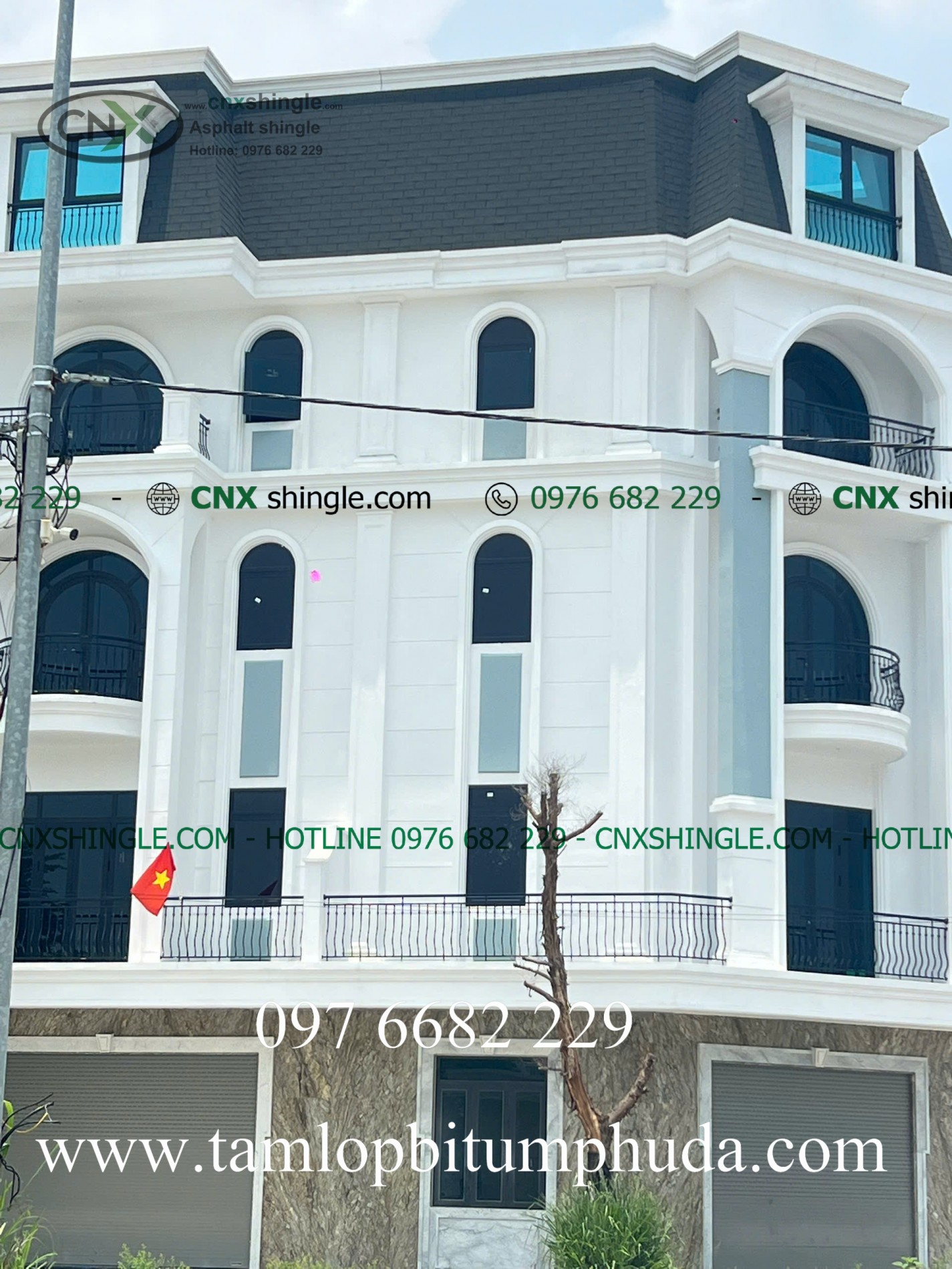 Ngói bitum phủ đá CNX cho mái mansard, mái kiểu Pháp