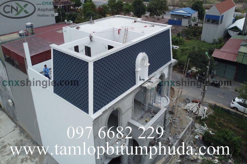 Công trình ngói bitum CNX lục giác màu Ocean Blue tại Ninh Bình